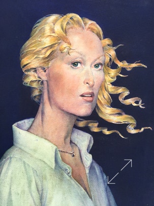 Meryl Streep, watercolor, by Coe